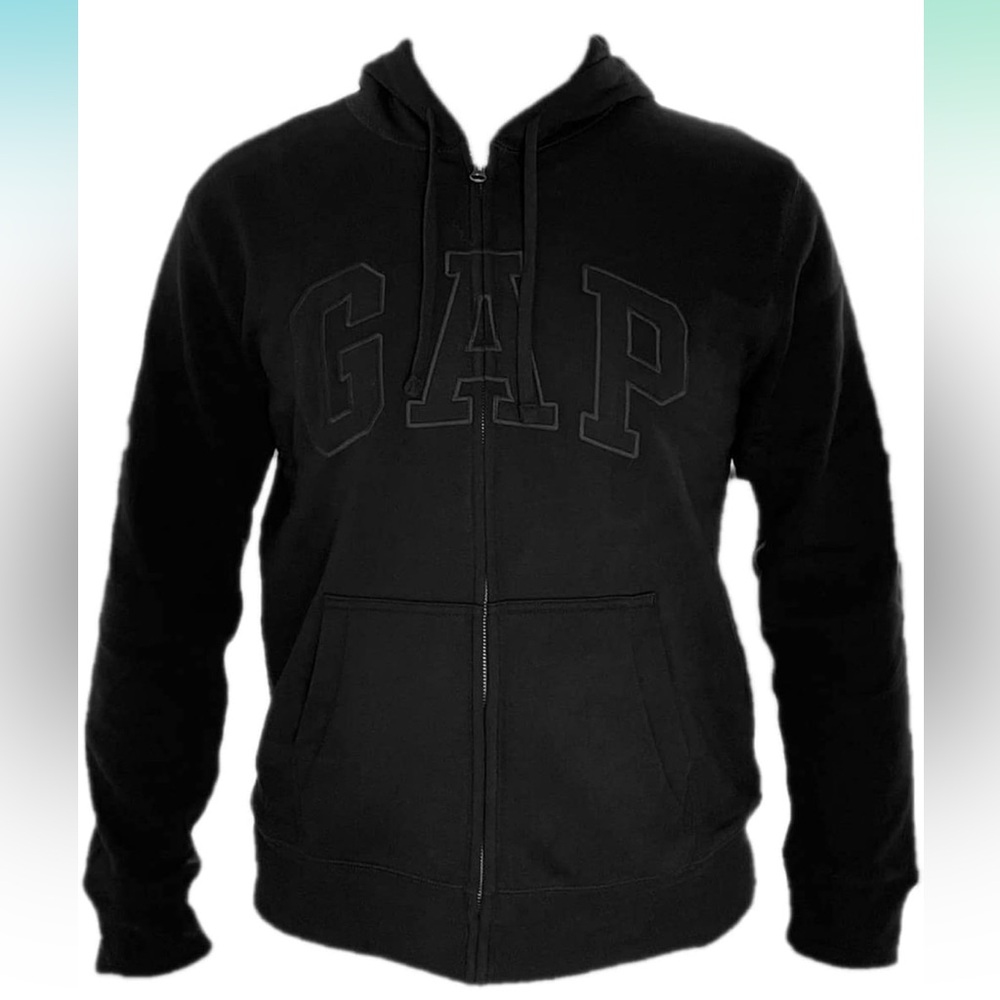 NEW GAP Black Zip Up Sweater with Logo